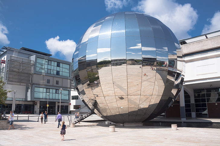 Bristol, Planetarium, Millenium plads, glas, aluminium, spejl, skinnende