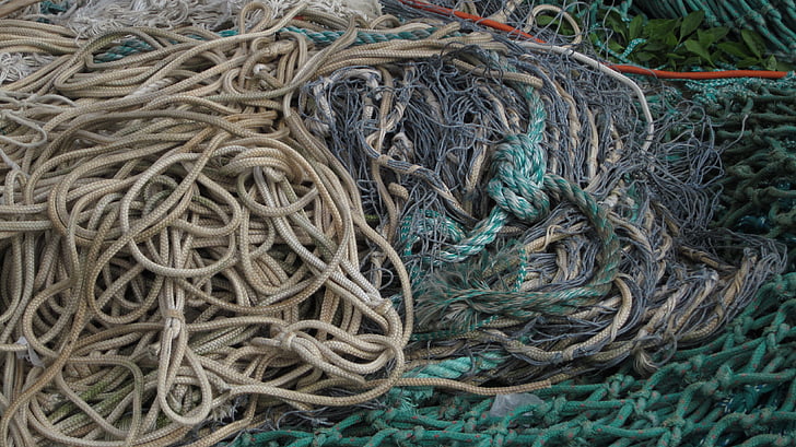 xarxes, llenç, corda, indústria pesquera, equips