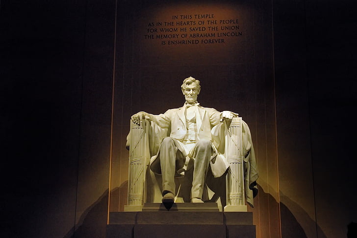 USA, Abraham lincoln, Memorial, ordförande, staty, berömda place, skulptur