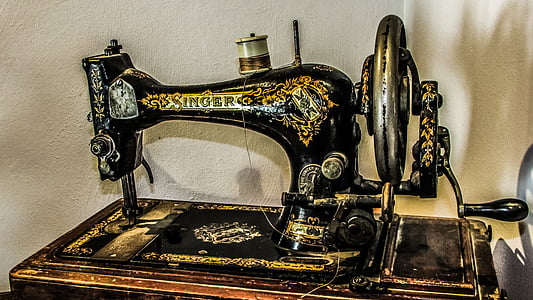 máquina de coser, antiguo, antiguo, retro, Vintage, negro, Manual