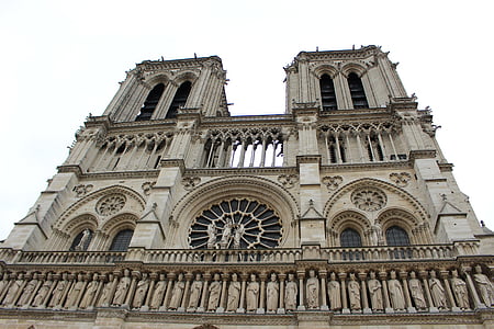 kyrkan, Paris, Notre dame, Frankrike, Torres, fasad, arkitektur