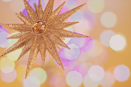 estrella, or, estrella d'or, decoració, Nadal, celebració, vacances