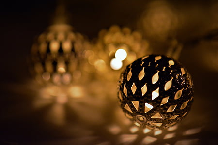 lumières, lumière, sombre, éclairage, décoration, célébration, Christmas