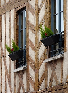 arkitektur, studs, maleriske, gamle hus, træbygninger hus, Frankrig