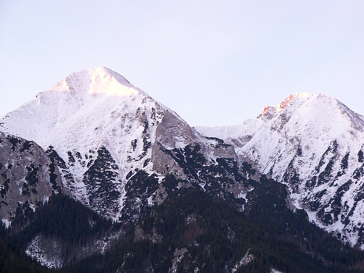 montanha, montanhas Tatra, Nevado, Eslováquia, nascer do sol, Inverno, paisagem