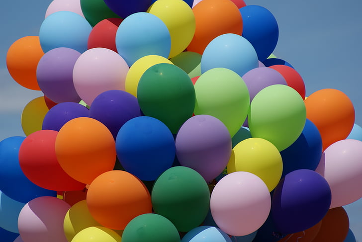 balloner, farve, sommer, fødselsdag, fest, helium, buket