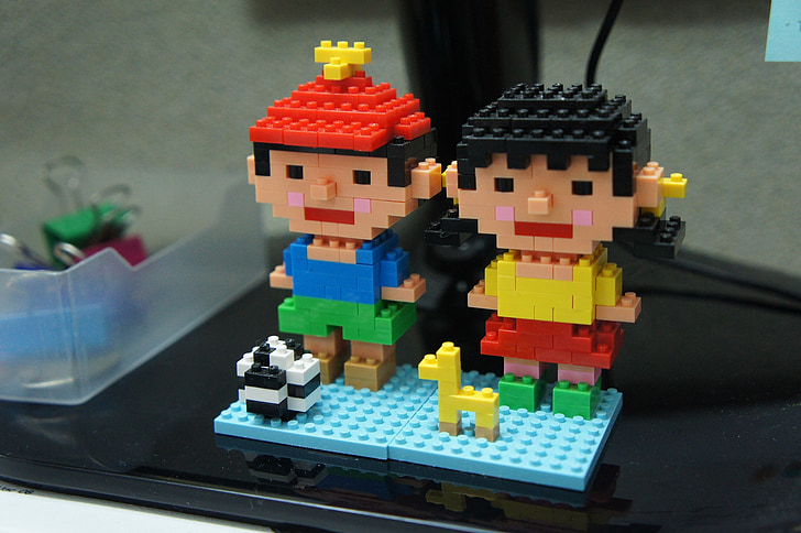 Lego, đồ chơi, nhà xây dựng, cậu bé và cô gái