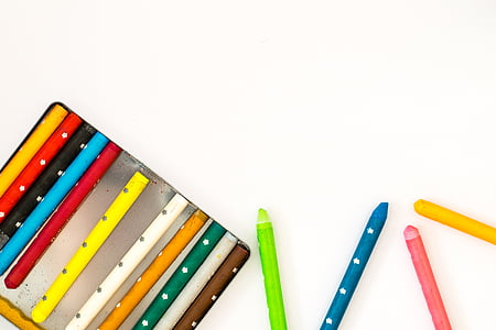 πολύχρωμο, κραγιόνια, σχολείο, προμήθειες, χρώμα, τέχνη, χρωματιστό μολύβι