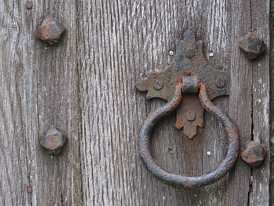 knocker, handle, old, doorknob, entrance, antique, door
