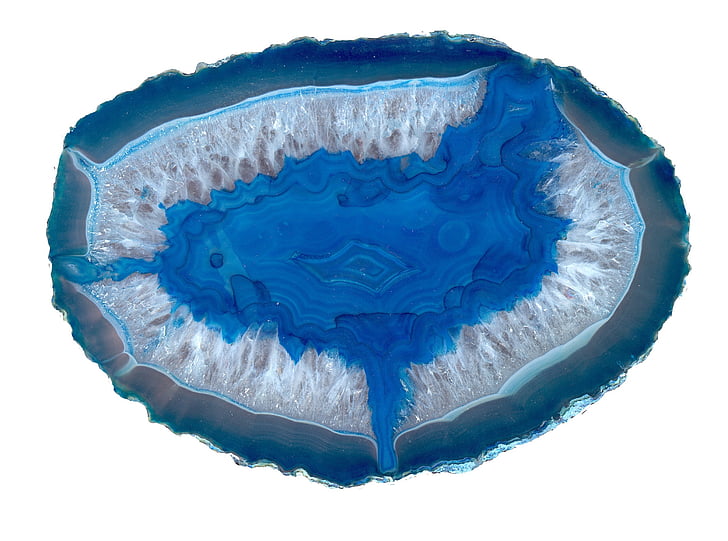 blue geode, rock, sliced, mineral, white, macro, geology