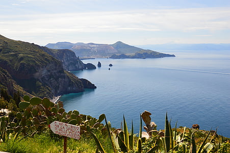 Lipari, Sicilia, sjøen, natur, kysten, vann, solen