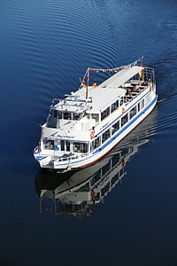 nave del motor, barco turístico, Oker, agua, naturaleza, paisaje, Río