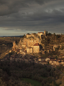 Franciaország, Rocamadour, szikla, székesegyház, falu, Camino