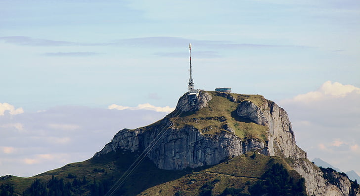 bergen, Alpin, Alpstein, hög ruta, linbana, Transmission tower, restaurang