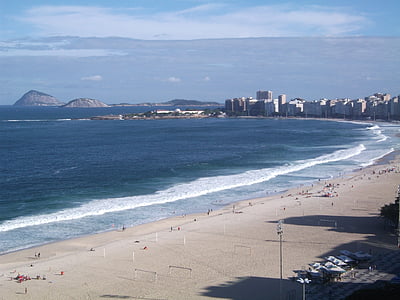copacabana beach, rio de janeiro, beach, tourist, brazil, landscape