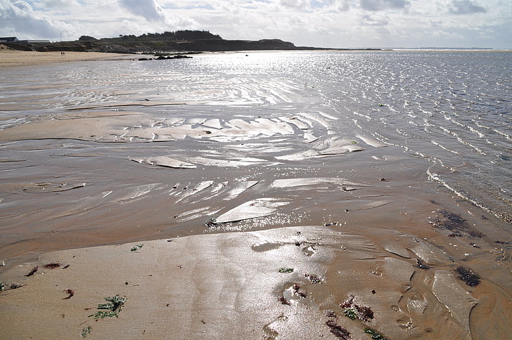 Ebb, strand, Bretagne, zand, patroon