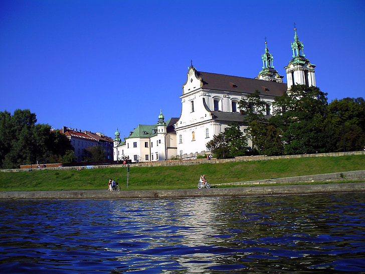 poland, kraków, wisla, monastery, architecture, river, monument