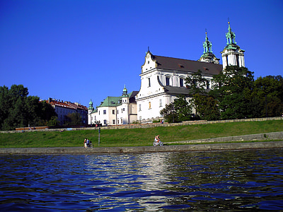 Polonia, Kraków, Wisla, Monasterio de, arquitectura, Río, Monumento