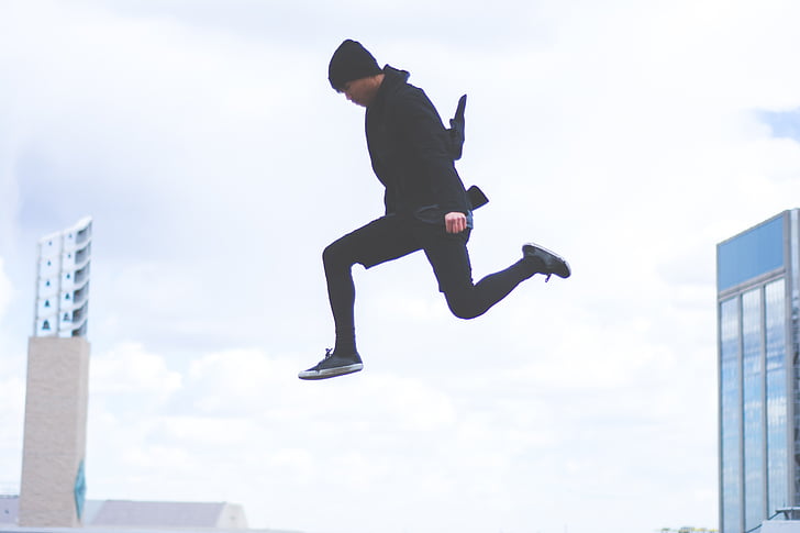 person, young, man, boy, male, jumping, active