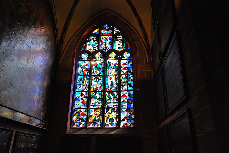 kiriku aken, st, Püha Peetruse kirik, Bremen, Klaasmosaiik, iidne kunst, vitraaži