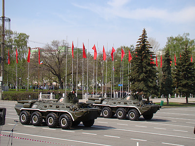 desfile, día de la victoria, Samara, Rusia, zona, BTR 70, vehículo de transporte blindado