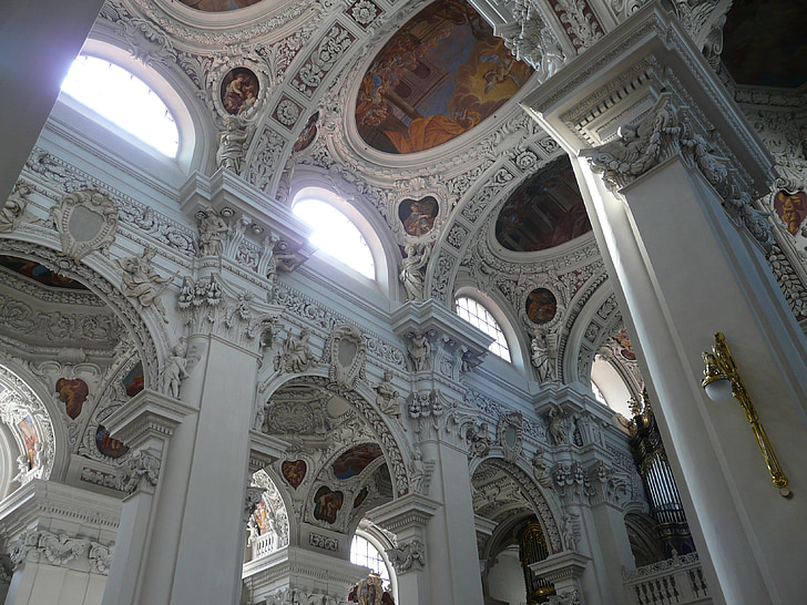 couverture, plafond en stuc, fresques, Dom, St stephan, Passau, baroque