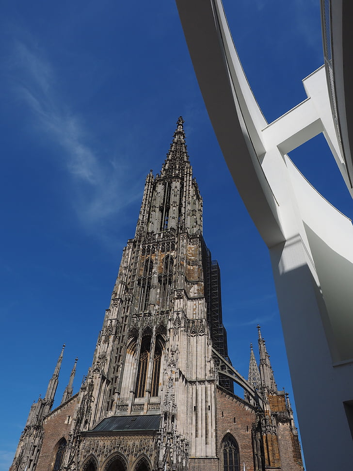 Ulm-katedralen, Münster, byggnad, kyrkan, tornet, Ulm, spiran