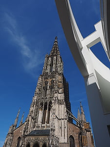 Ulm katedrāle, Münster, ēka, baznīca, tornis, Ulm, baznīcas smaili