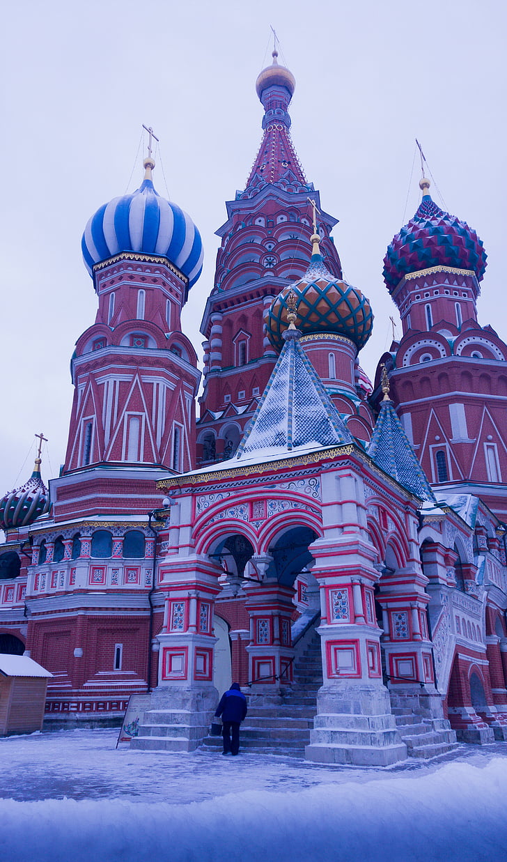 Moskou, Rode plein, Saint basil's cathedral, religie, othodoxe, sneeuw, het platform