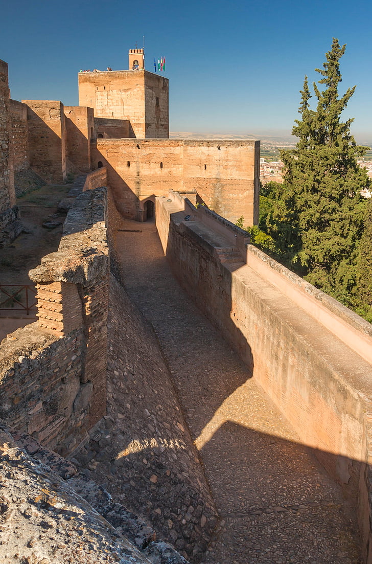 Alhambra, Grenada, Spanien, Festung, Schloss, Gebäude, Wall