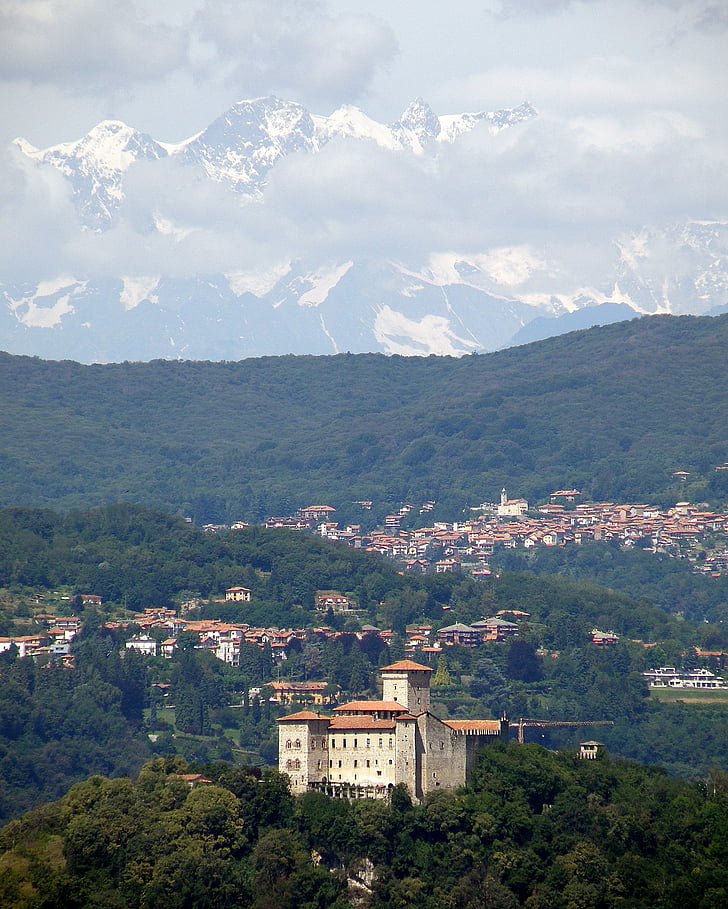 Angera, Varese, panoramy, Włochy, gmina, Miasto, Zamek