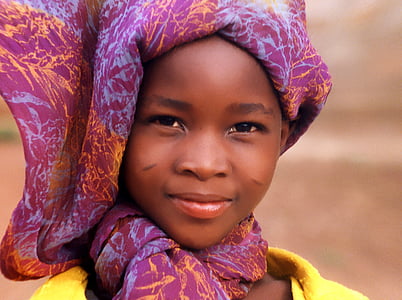 maža mergaitė, mergaitė, šypsena, Afrika, Burkina Fasas