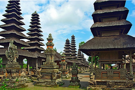 indonesia, bali, pagoda, mengwi, taman temple ayun, constructions, multiple roofs
