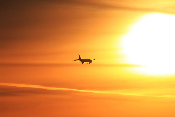 aereo, tramonto, aeroplano, Viaggi, Alba, aviazione, sole