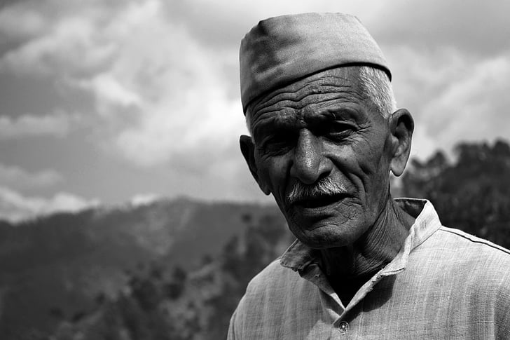India, magányos, régi, idős korban, öreg, idősebb felnőtt, férfiak