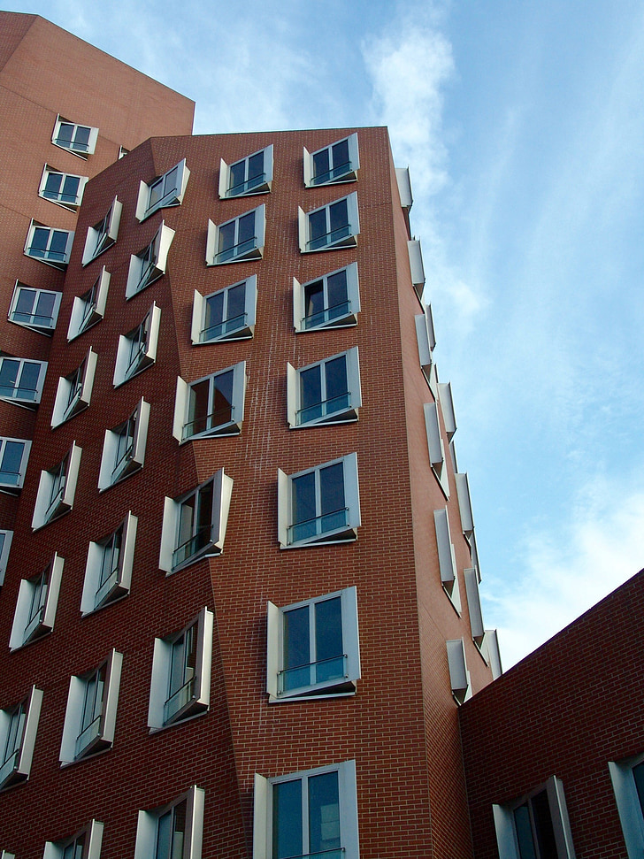 kaasaegne, arhitektuur, Düsseldorf, büroohoone, hoone, fassaad, pilvelõhkuja