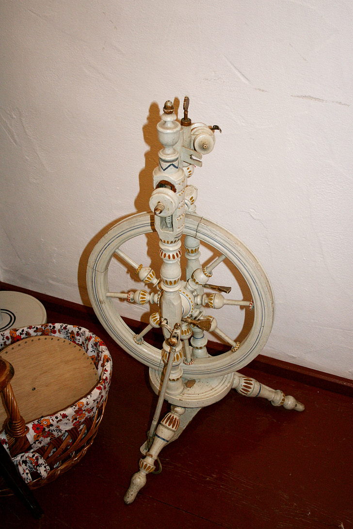 spinning wheel, spin, thread, old, wood, wool, craft