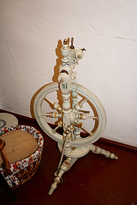 rueda que hace girar, vuelta, hilo de rosca, antiguo, madera, lana, arte