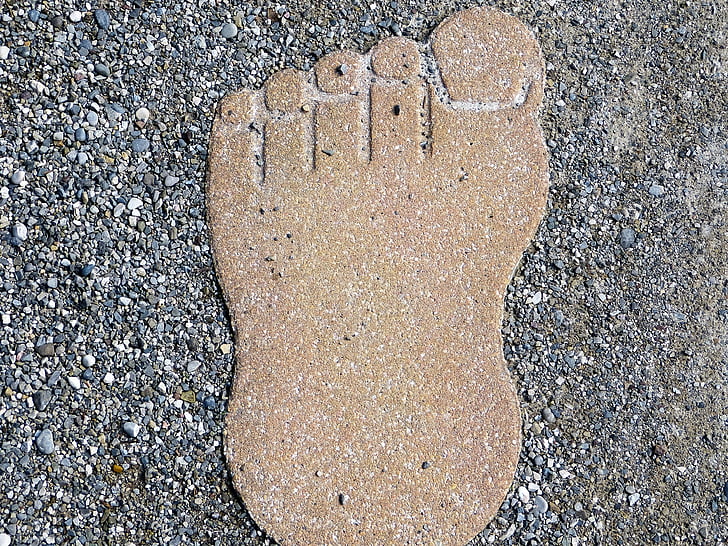 barefoot, barefoot trail, stone, foot, reprint, sole