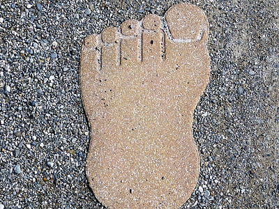 pies descalzos, camino descalzo, piedra, pie, reimpresión, planta del pie