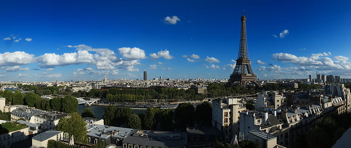 Париж, Айфеловата кула, панорамна, град, изглед