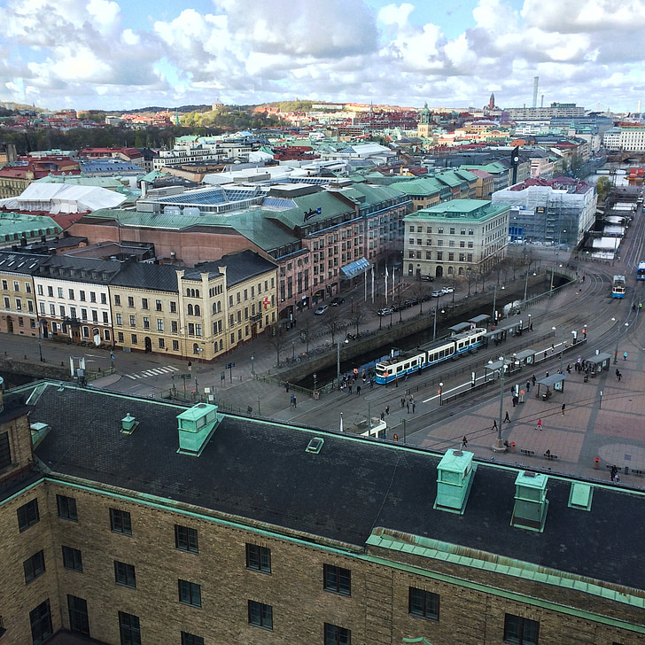 město, Gothenburg, dům, střecha, tramvaj, Göta, názory
