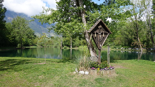stock kép, természet, Dél-Tirol, túrázás, tó