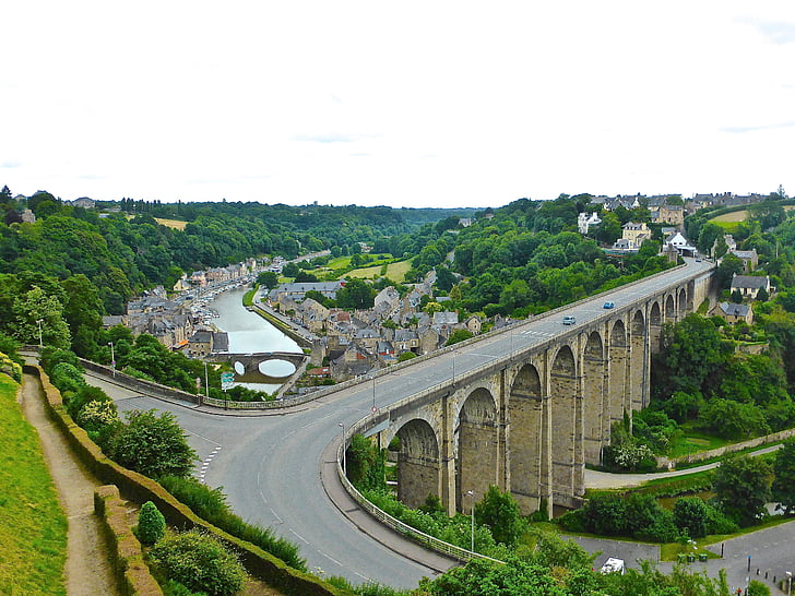 Jembatan, Morlaix, bretague, Brittany, Prancis, Panorama, Aqueduct