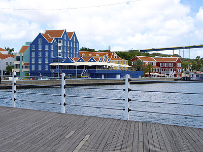 willemstad, curacao, capital, island, homes, promenade, colorful