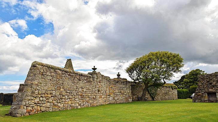 Skócia, St andrews, székesegyház, alátámasztása, ROM, régi, Kőműves