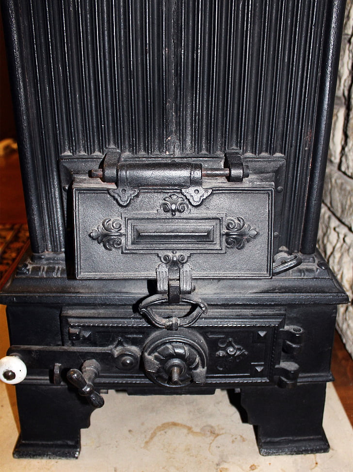 heating, oven, old, historically, cast iron, heat, close up