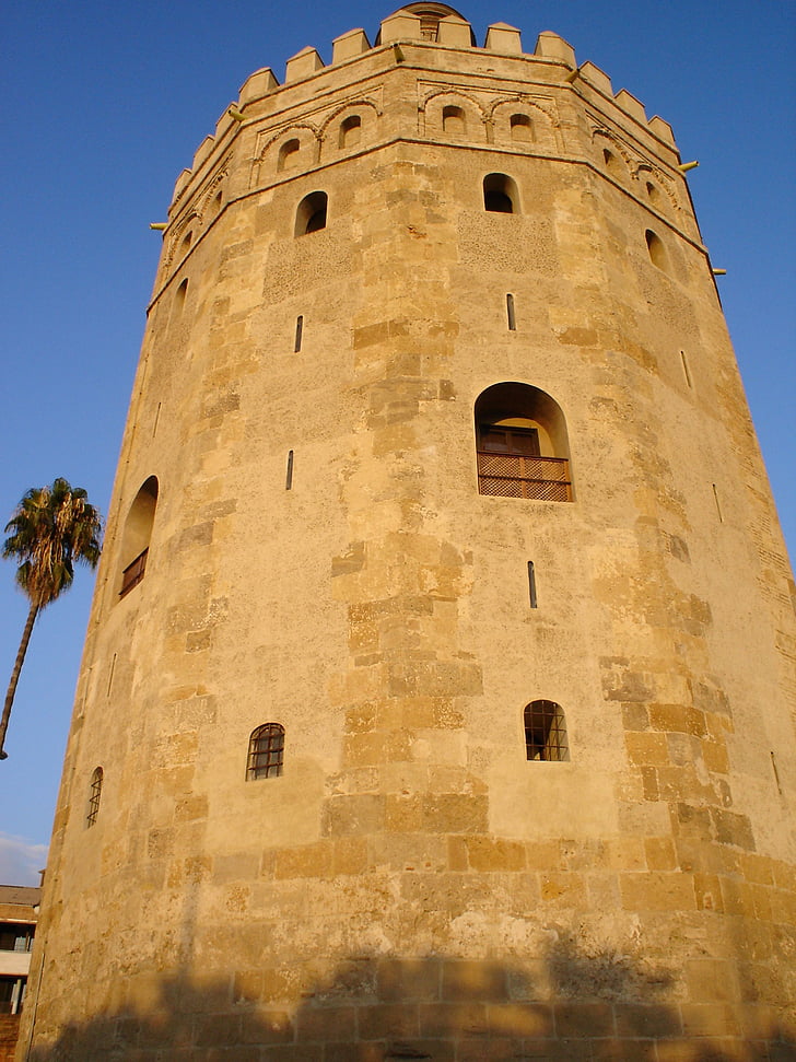 tower, gold tower, seville, monuments, andalusia, spain, arc