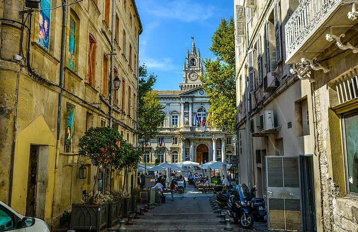 Avignon, atpakaļ, gatve, iela, Opera house, Restorāns, Windows