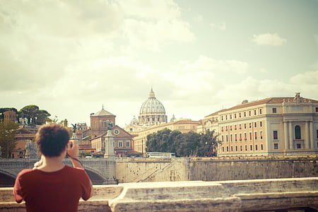 asmuo, atsižvelgiant, nuotrauka, Vatikanas, Miestas, Roma, Ponte Sant'Angelo
